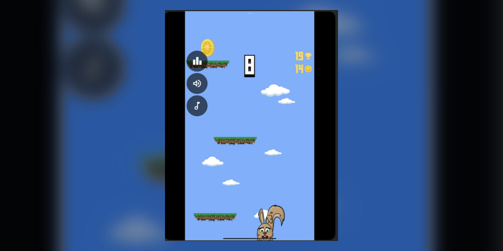 Pocket Hopper gameplay with coins and clouds